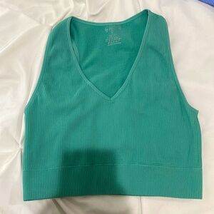Green/Teal Ribbed Crop Tank Top size M/L